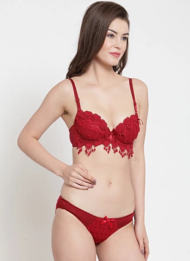 ليس اند مي  Laceandme Women Red Lace Lingerie Set 4428